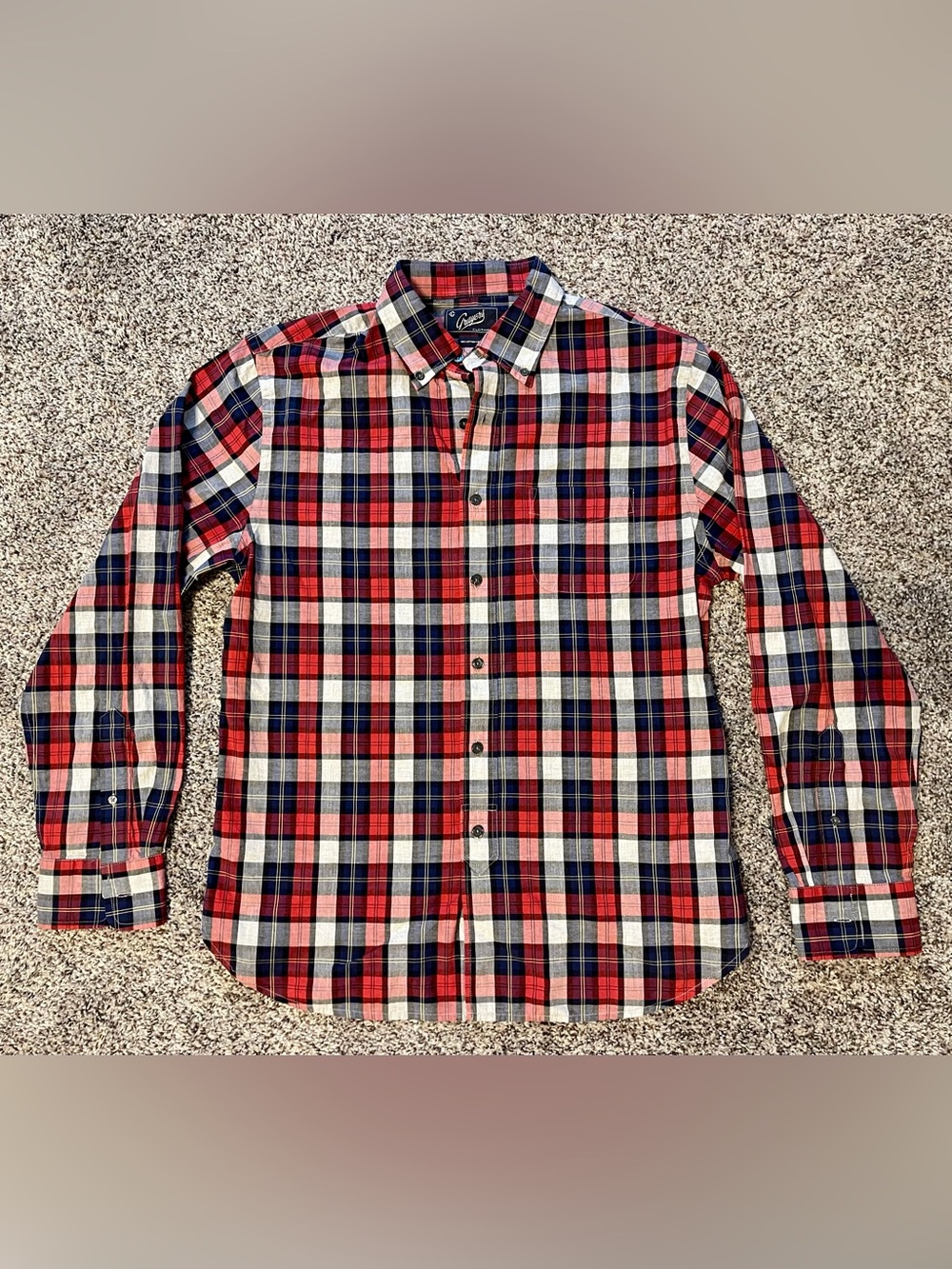 Grayers Red Navy Cream Plaid Button-Down Shirt